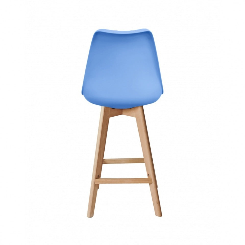 Soho Blue Plastic Bar Stool with Light Wood Legs