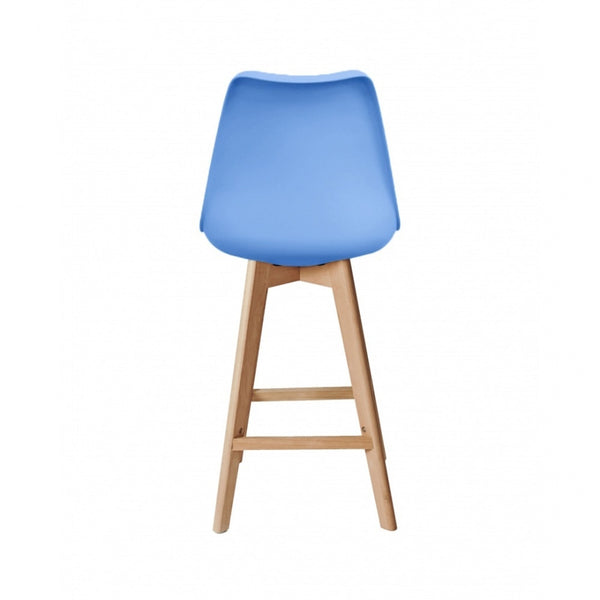 Soho Blue Plastic Bar Stool with Light Wood Legs