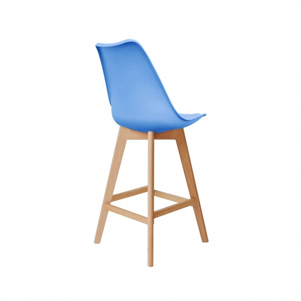 Soho Blue Plastic Bar Stool with Light Wood Legs