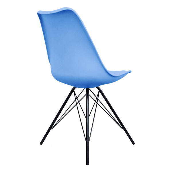 Soho Blue Plastic Dining Chair with Black Metal Legs