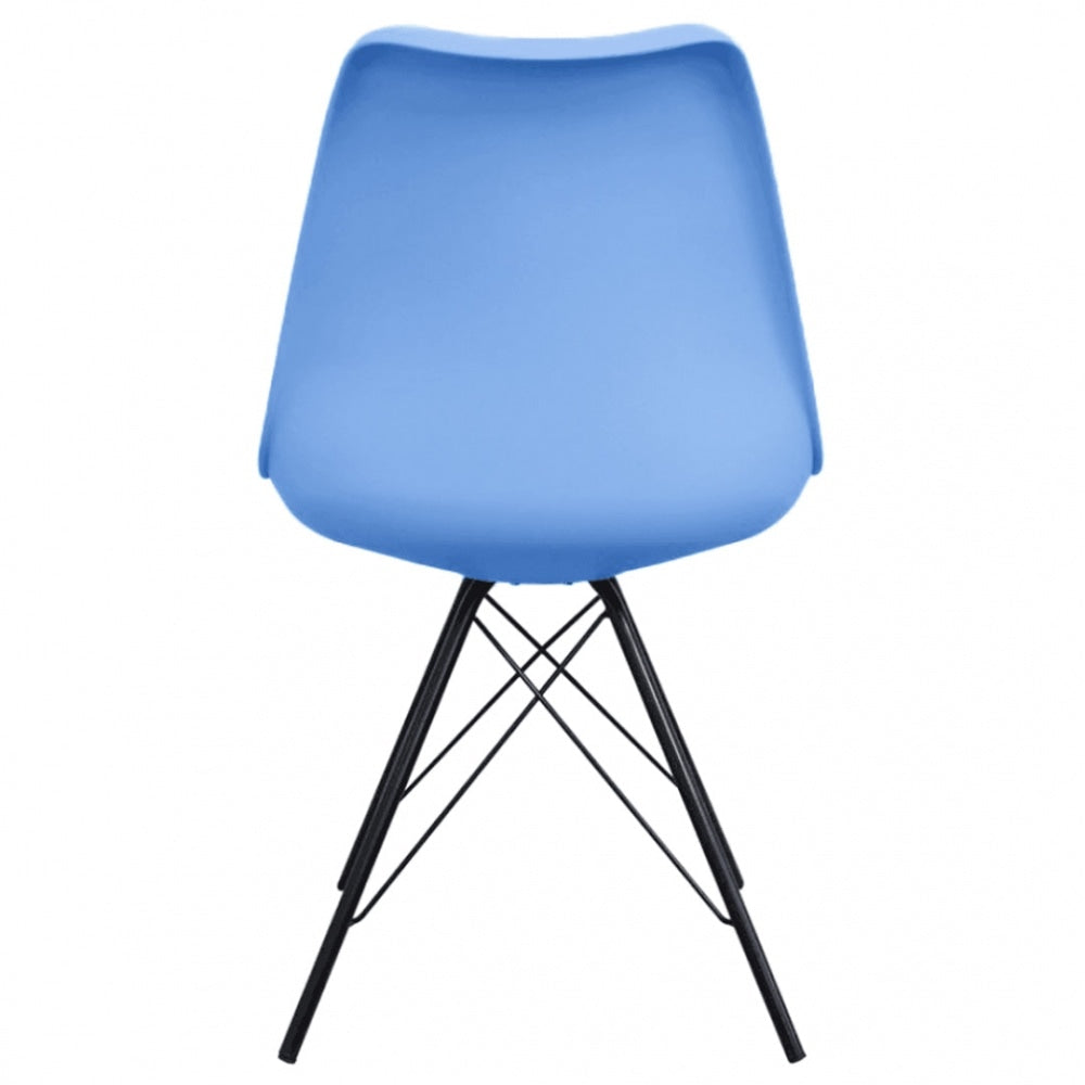 Soho Blue Plastic Dining Chair with Black Metal Legs