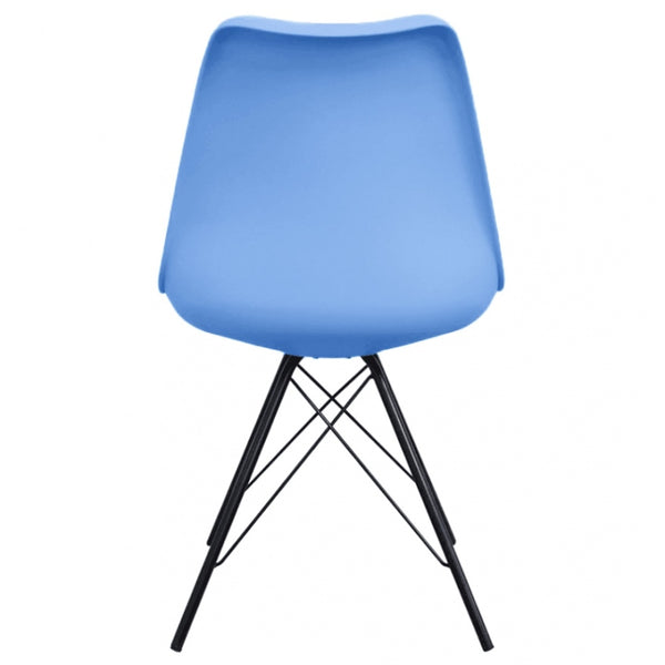 Soho Blue Plastic Dining Chair with Black Metal Legs