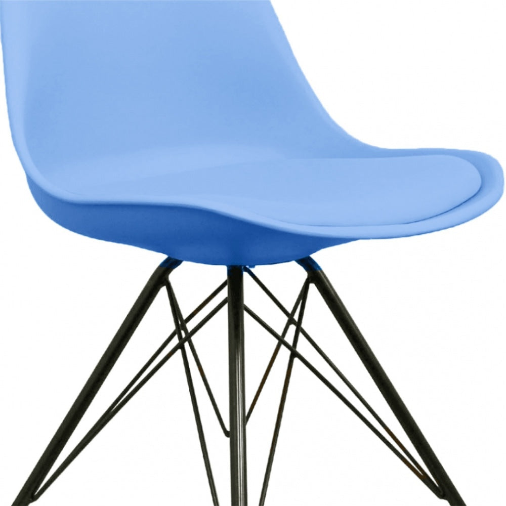 Soho Blue Plastic Dining Chair with Black Metal Legs
