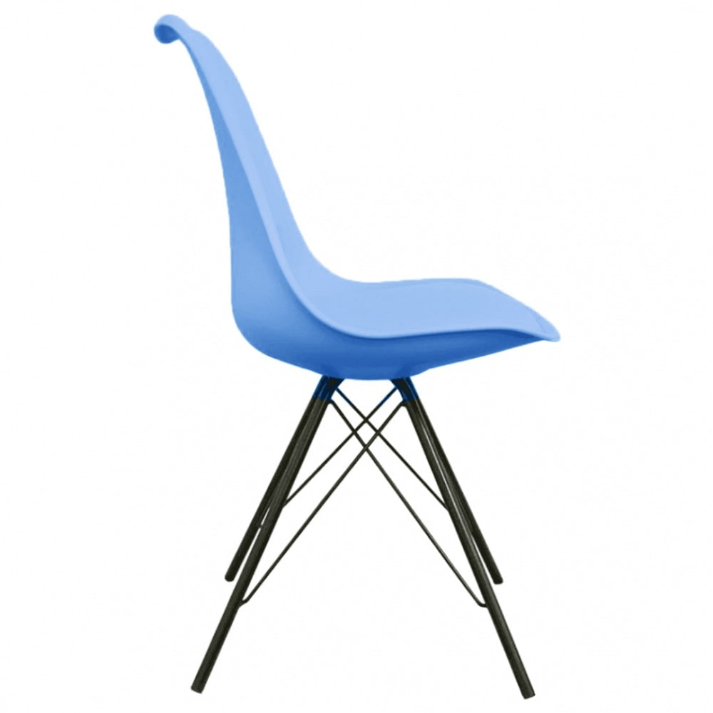 Soho Blue Plastic Dining Chair with Black Metal Legs