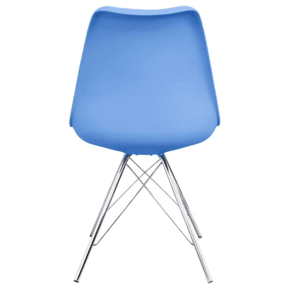 Soho Blue Plastic Dining Chair with Chrome Metal Legs