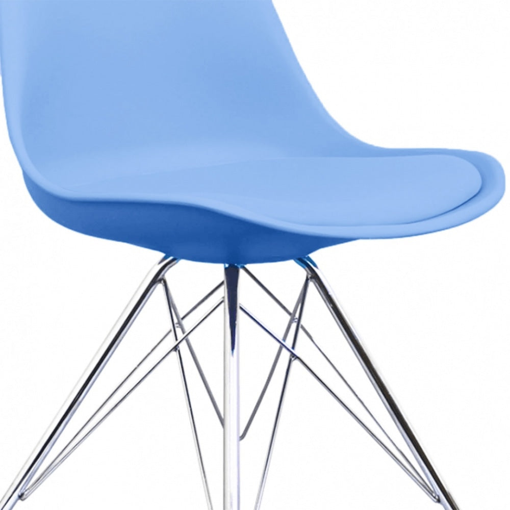 OUTLET Soho Blue Plastic Dining Chair with Chrome Metal Legs
