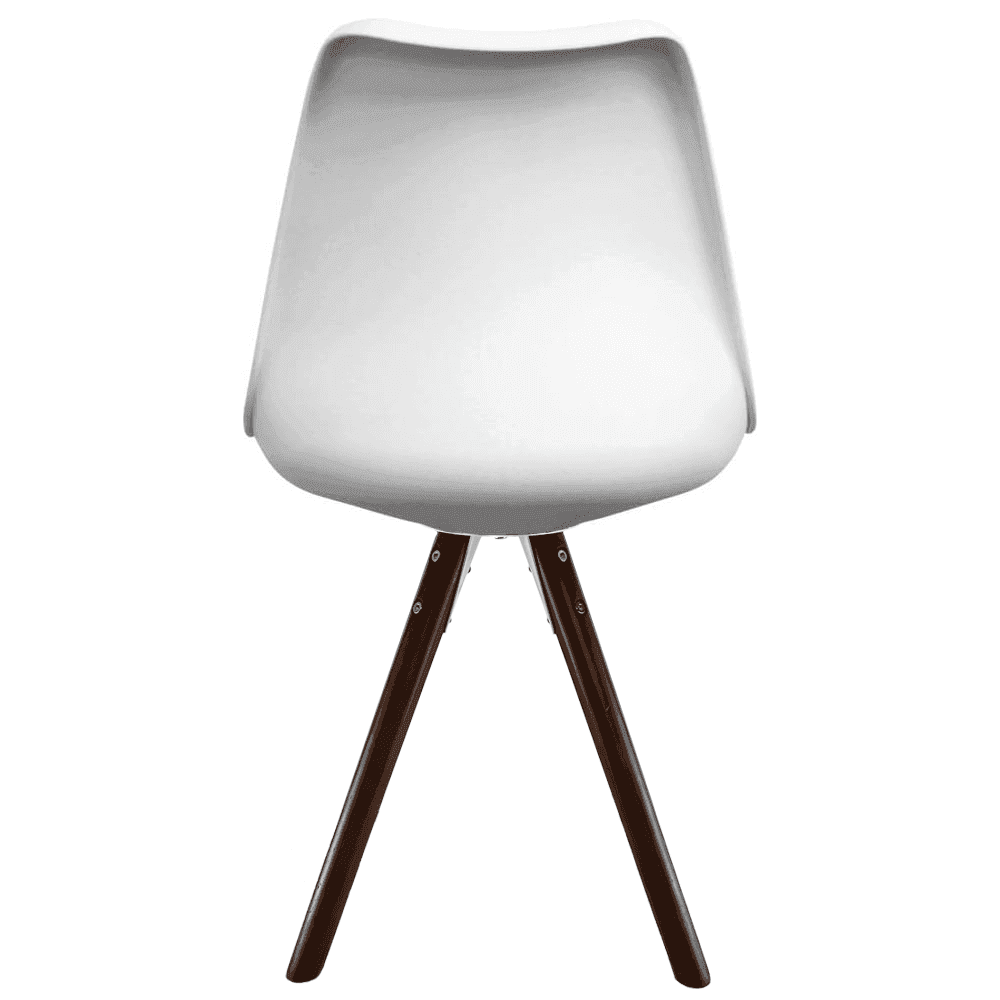 Soho White and Blue Dining Chair with Pyramid Dark Wood Legs