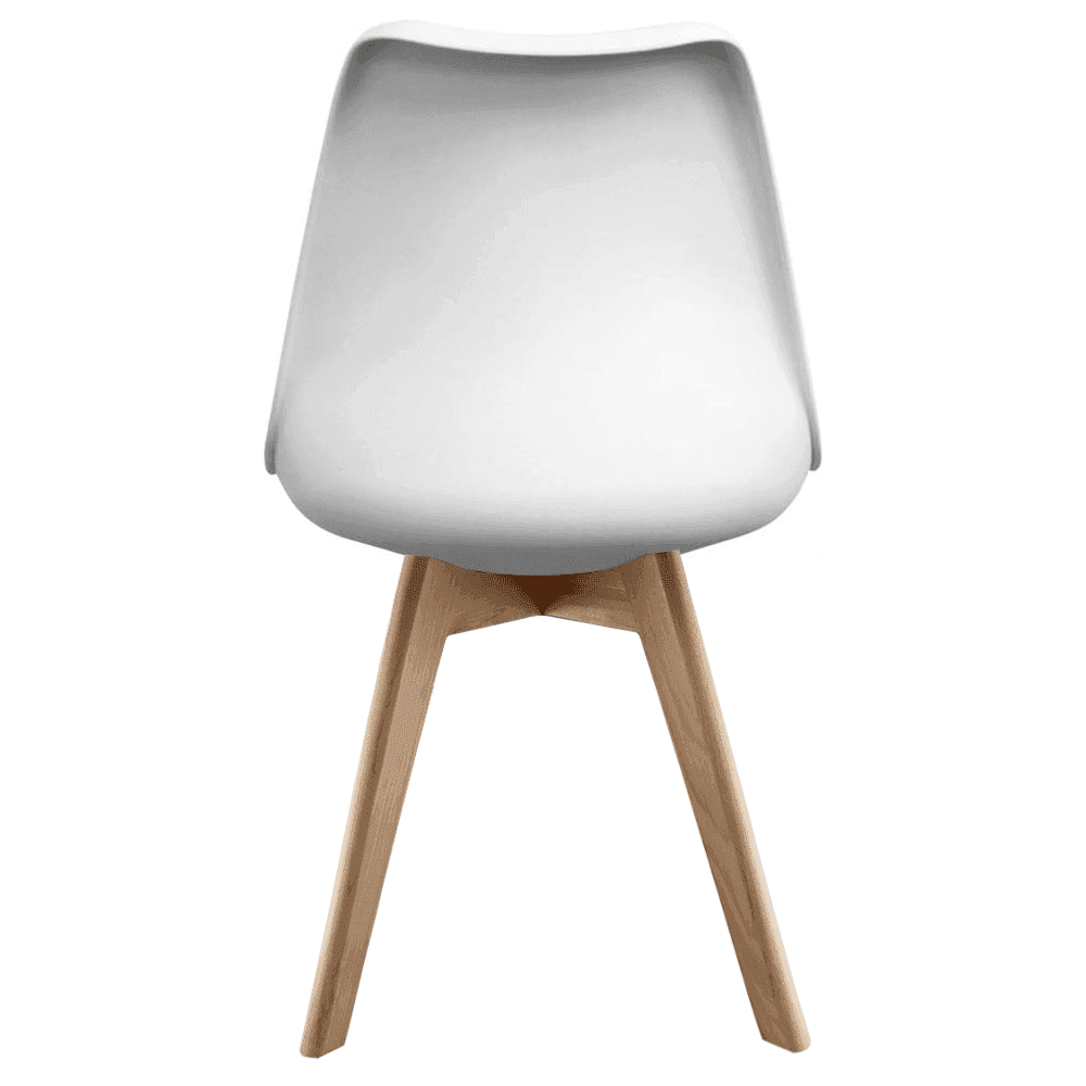 Soho White and Blue Dining Chair with Squared Light Wood Legs
