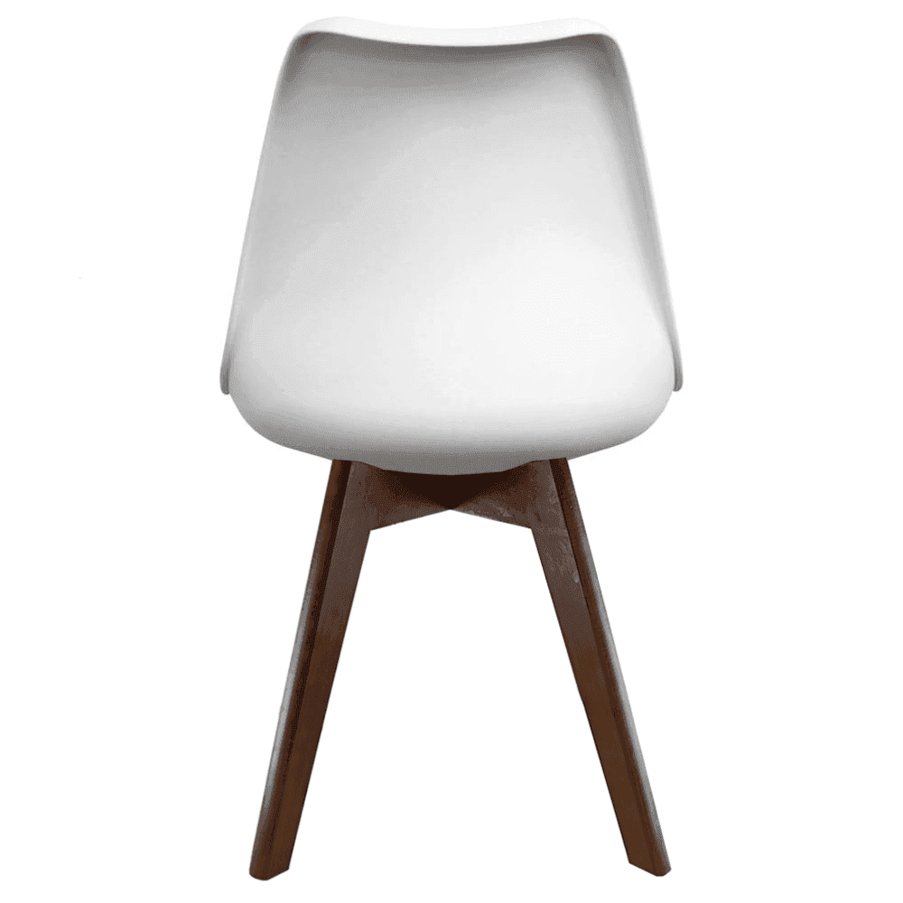 Soho White and Blue Dining Chair with Squared Dark Wood Legs