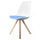 Soho White and Blue Dining Chair with Square Pyramid Light Wood Legs