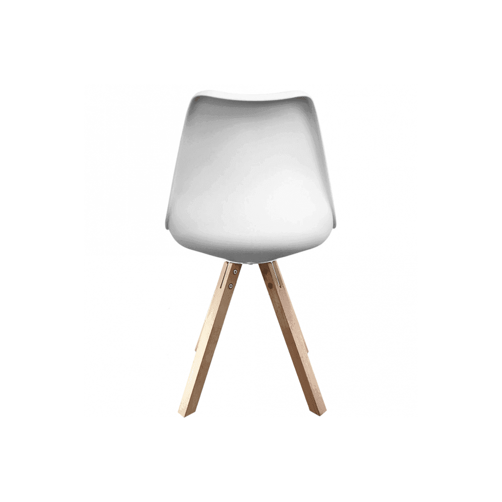 Soho White and Blue Dining Chair with Square Pyramid Light Wood Legs