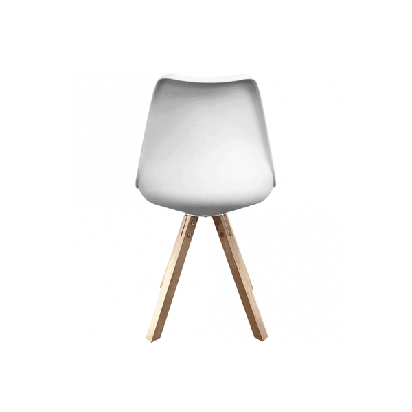 Soho White and Blue Dining Chair with Square Pyramid Light Wood Legs