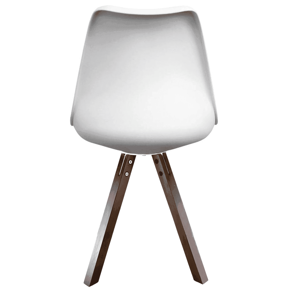 Soho White and Blue Dining Chair with Square Pyramid Dark Wood Legs