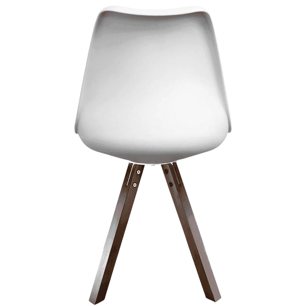 Soho White and Blue Dining Chair with Square Pyramid Dark Wood Legs