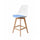 Soho White and Blue Plastic Bar Stool with Light Wood Legs