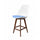 Soho White and Blue Plastic Bar Stool with Dark Wood Legs