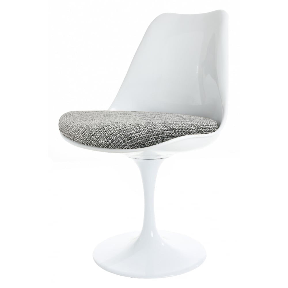 White and Textured Light Grey Chelsea Side Chair