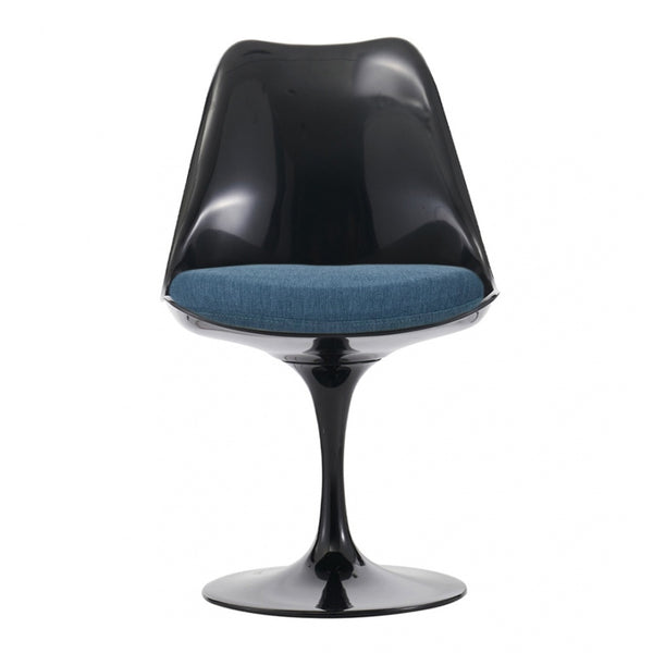 Black and Velveteen Navy Chelsea Side Chair