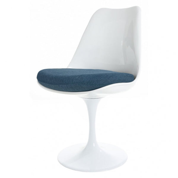 White and Velveteen Navy Chelsea Side Chair