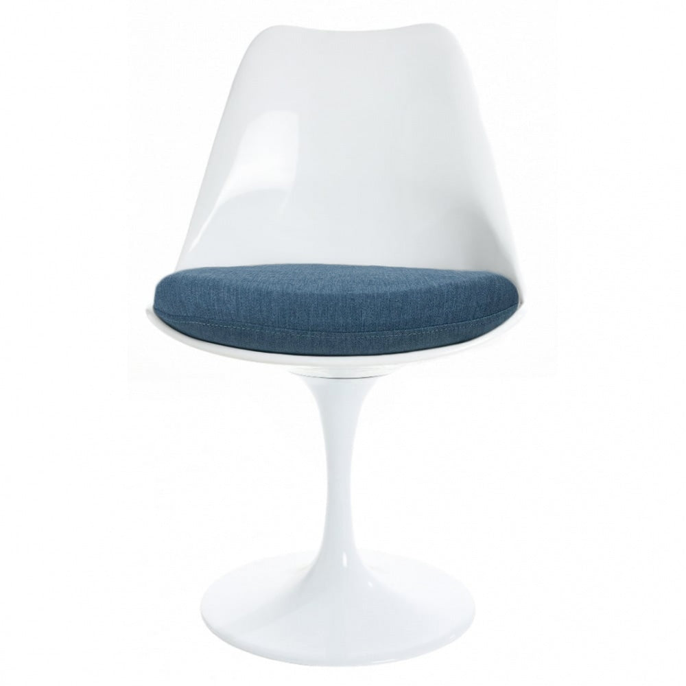 White and Velveteen Navy Chelsea Side Chair