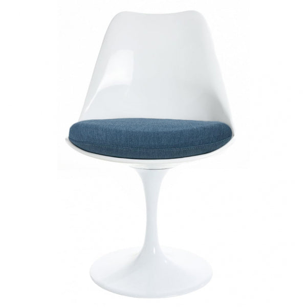 White and Velveteen Navy Chelsea Side Chair