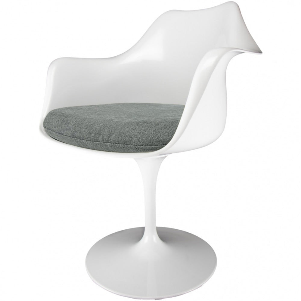 White and Velveteen Grey Chelsea Armchair