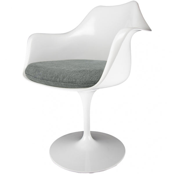 White and Velveteen Grey Chelsea Armchair
