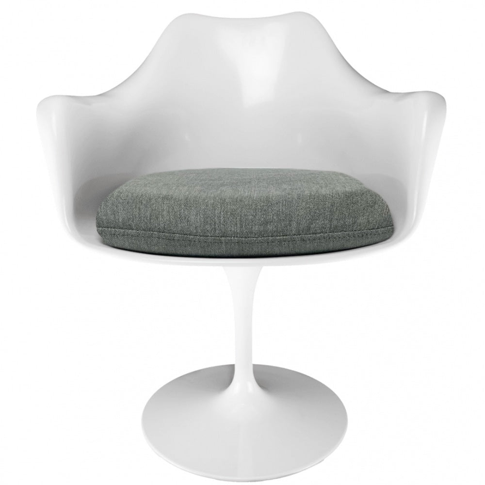 White and Velveteen Grey Chelsea Armchair
