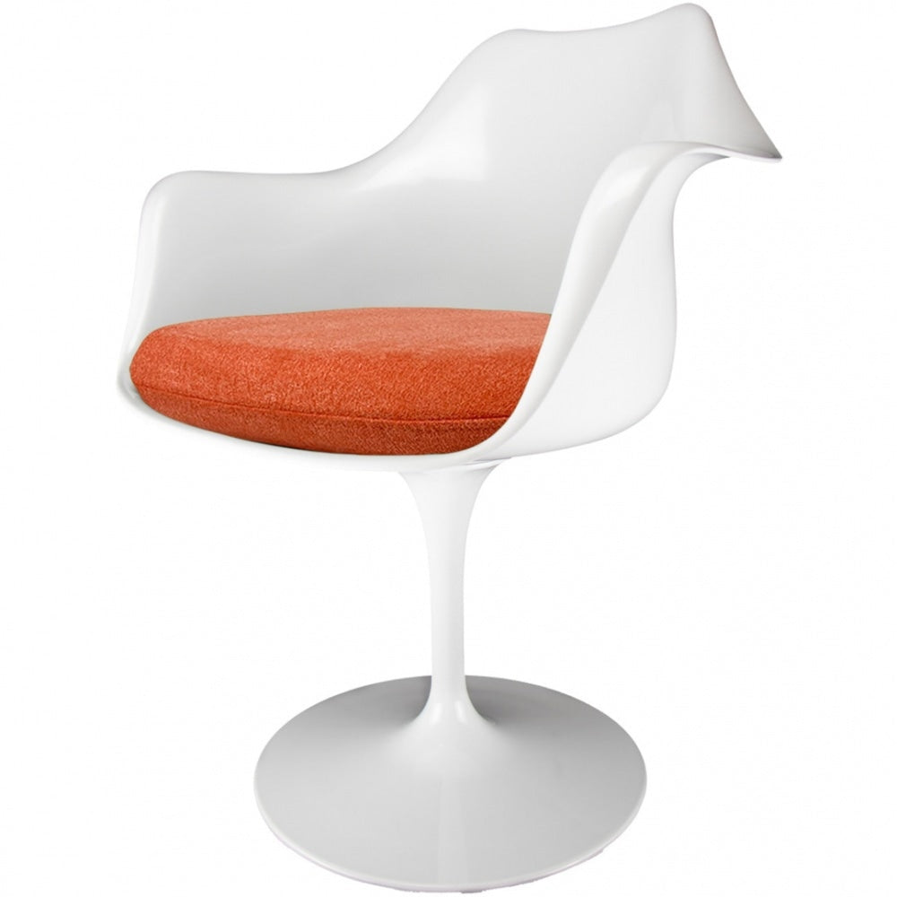 White and Velveteen Orange Chelsea Armchair