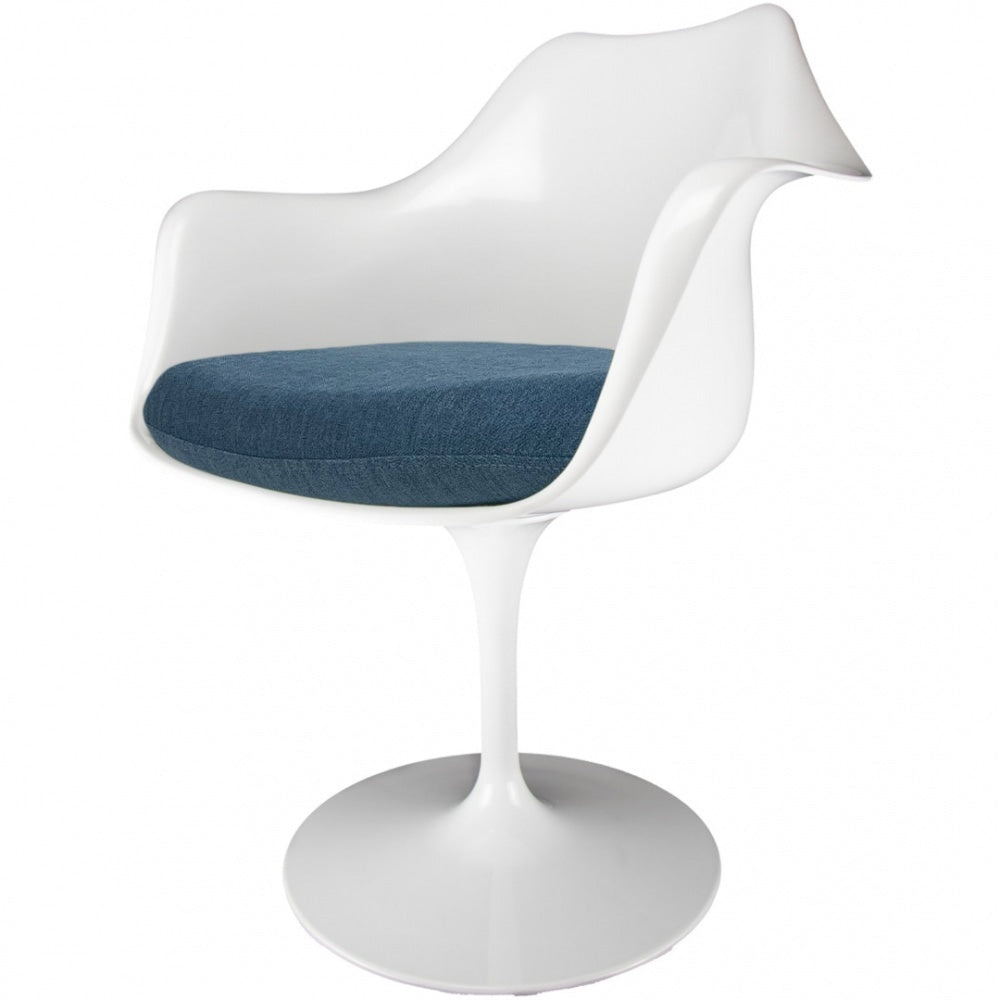 White and Velveteen Navy Chelsea Armchair
