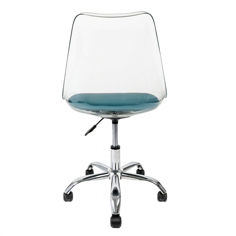 Soho Clear and Teal Plastic Desk Chair with Swivel Base