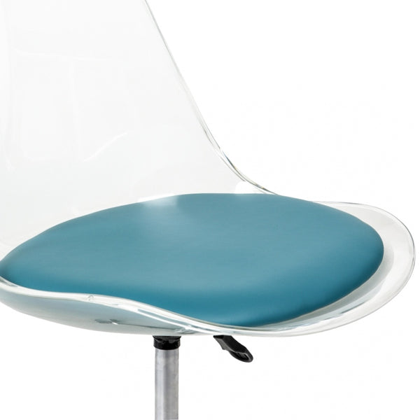 Soho Clear and Teal Plastic Desk Chair with Swivel Base