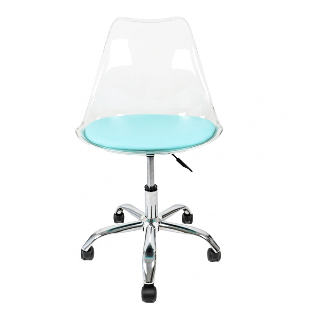 Soho Clear and Aqua Plastic Desk Chair with Swivel Base