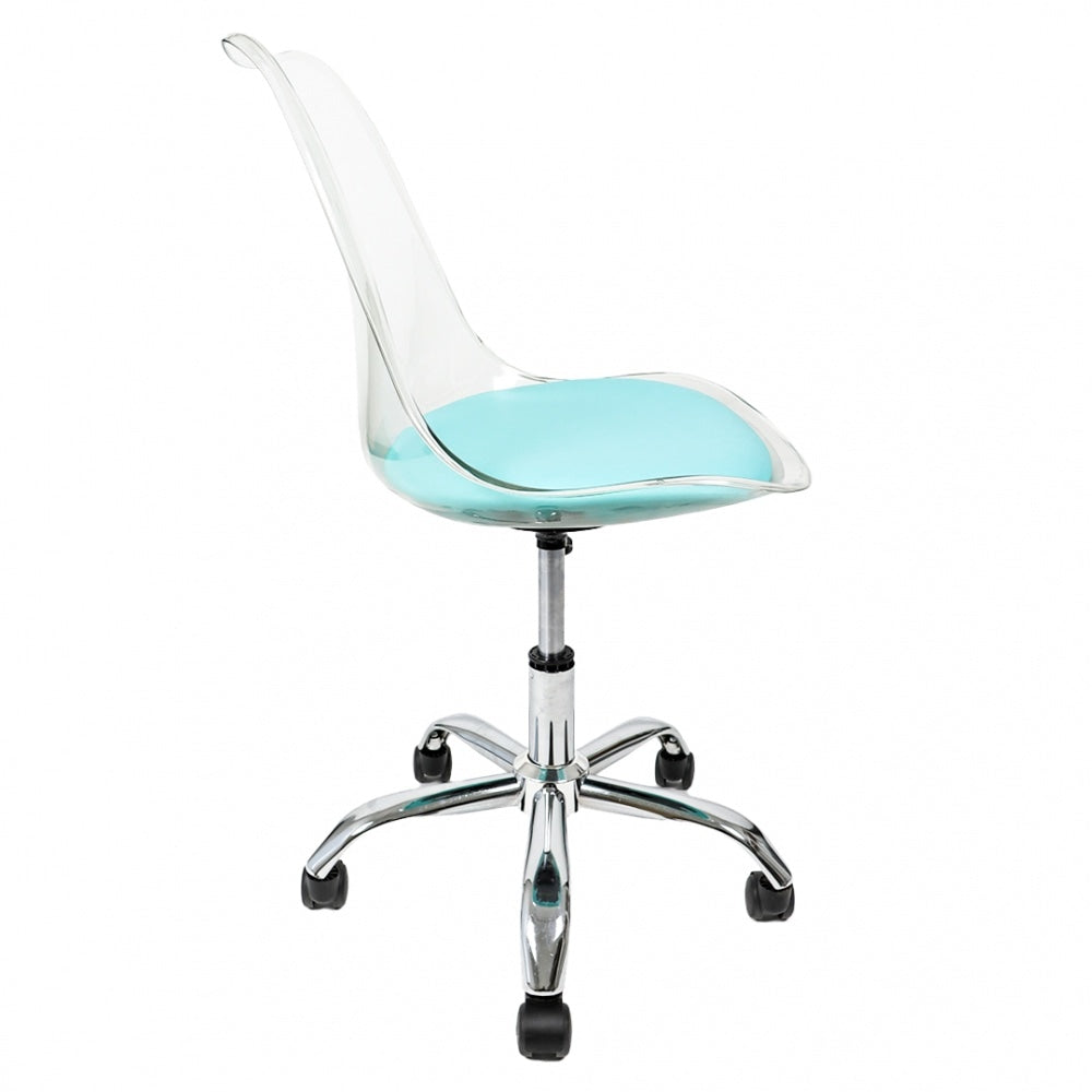 Soho Clear and Aqua Plastic Desk Chair with Swivel Base