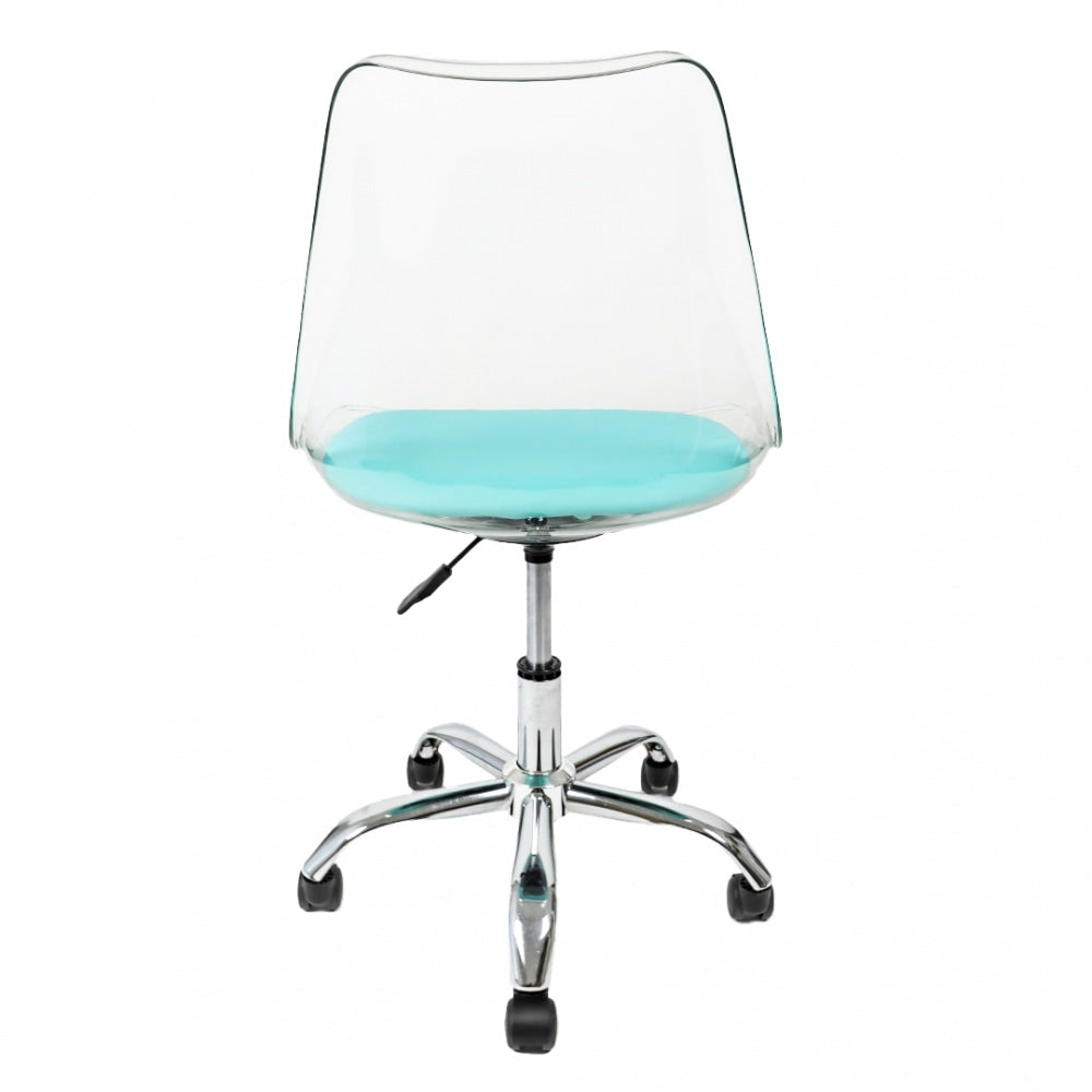 Soho Clear and Aqua Plastic Desk Chair with Swivel Base