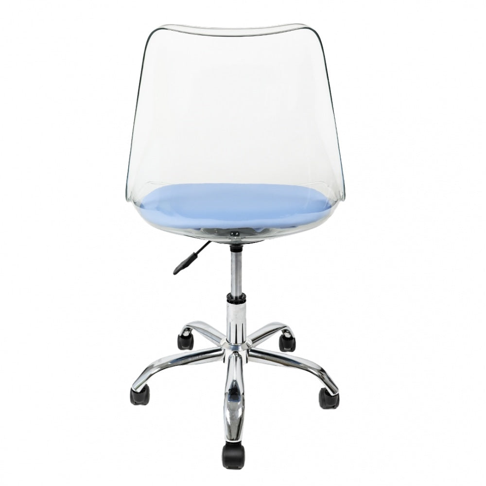 Soho Clear and Blue Plastic Desk Chair with Swivel Base