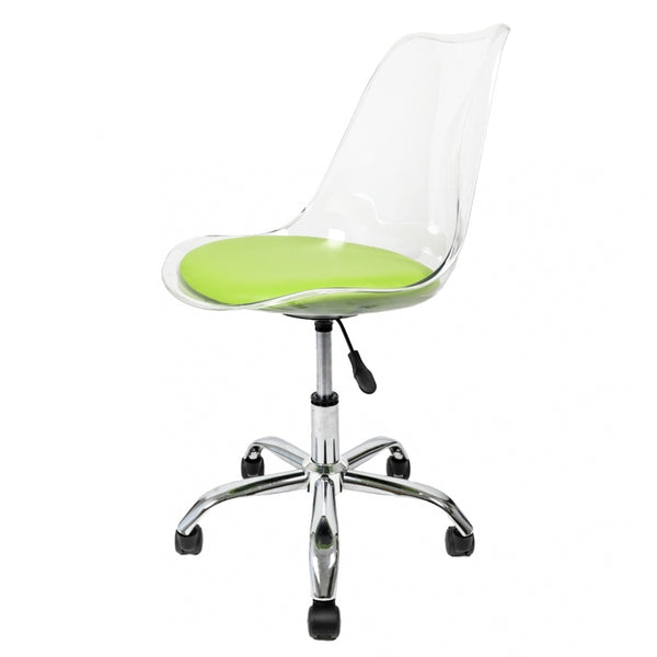 Soho Clear and Green Plastic Desk Chair with Swivel Base