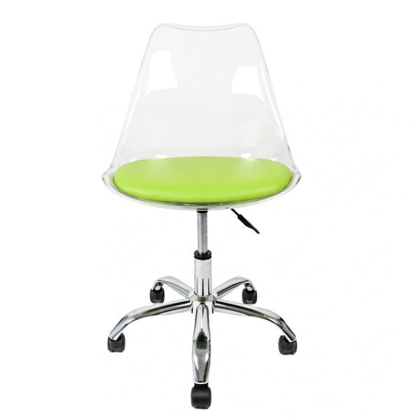 Soho Clear and Green Plastic Desk Chair with Swivel Base