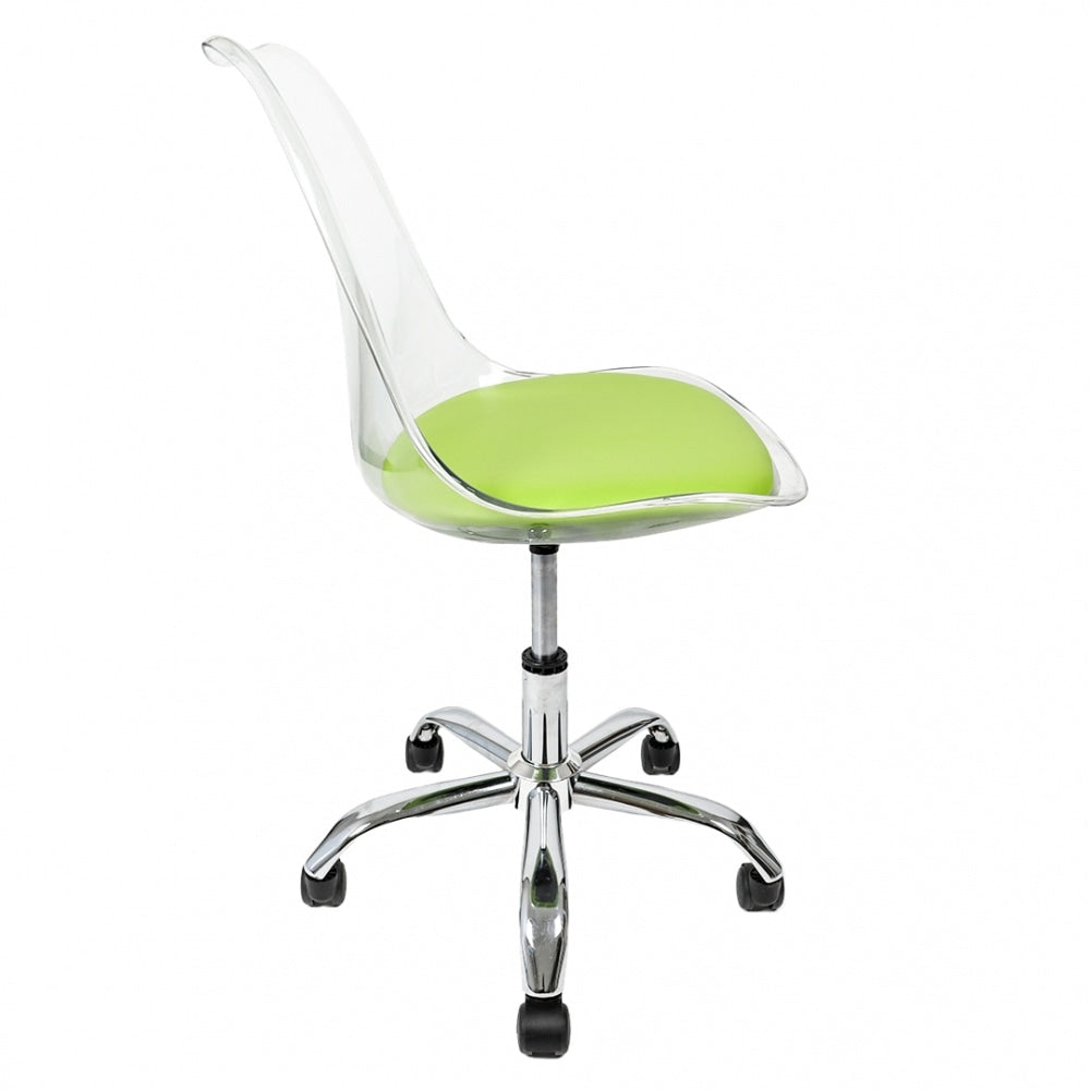 Soho Clear and Green Plastic Desk Chair with Swivel Base