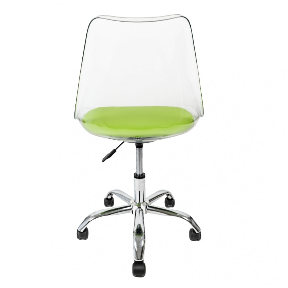 Soho Clear and Green Plastic Desk Chair with Swivel Base