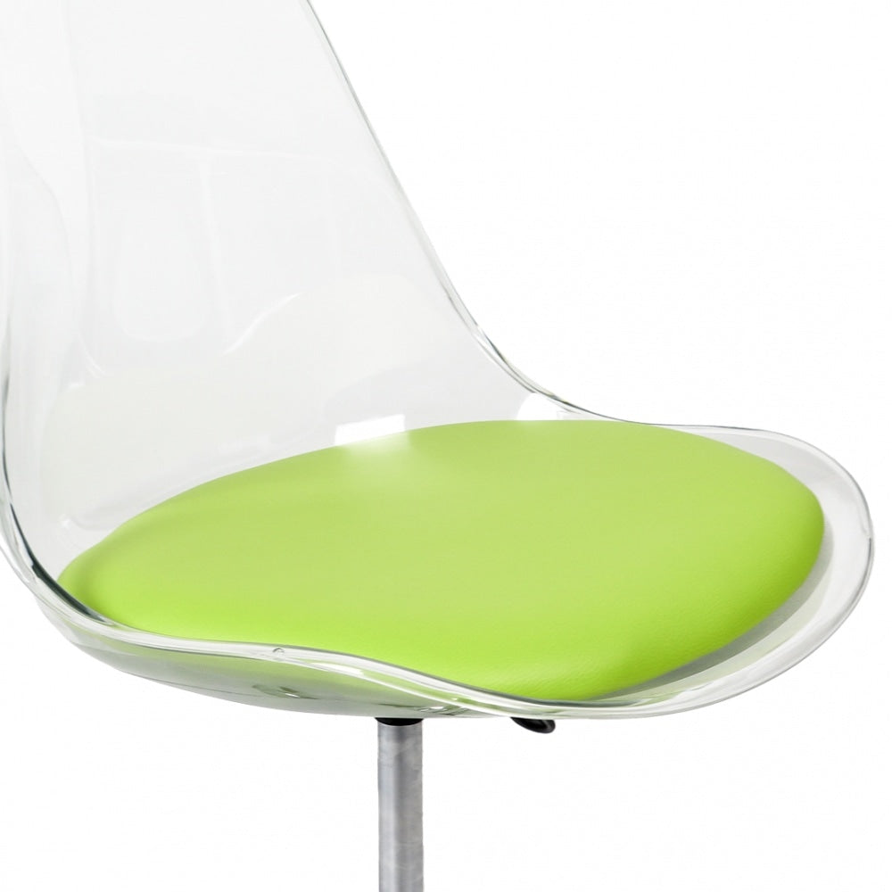 Soho Clear and Green Plastic Desk Chair with Swivel Base