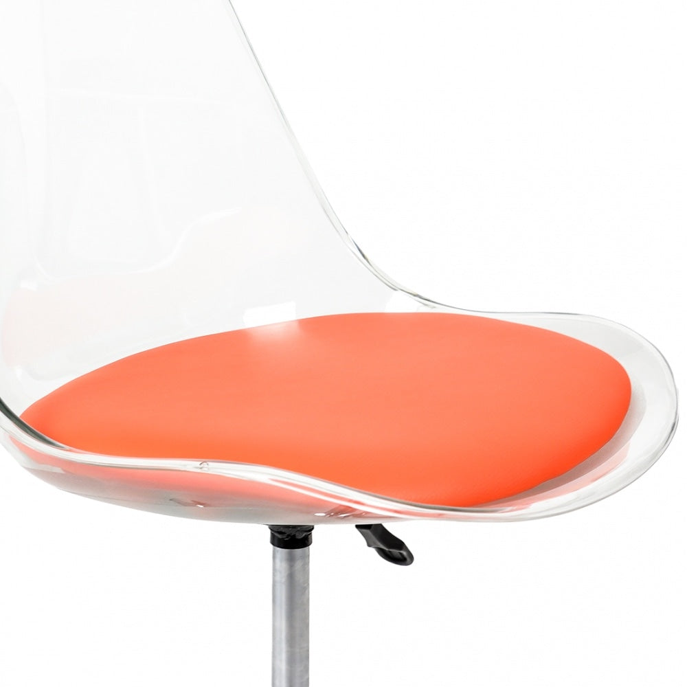 Soho Clear and Orange Plastic Desk Chair with Swivel Base