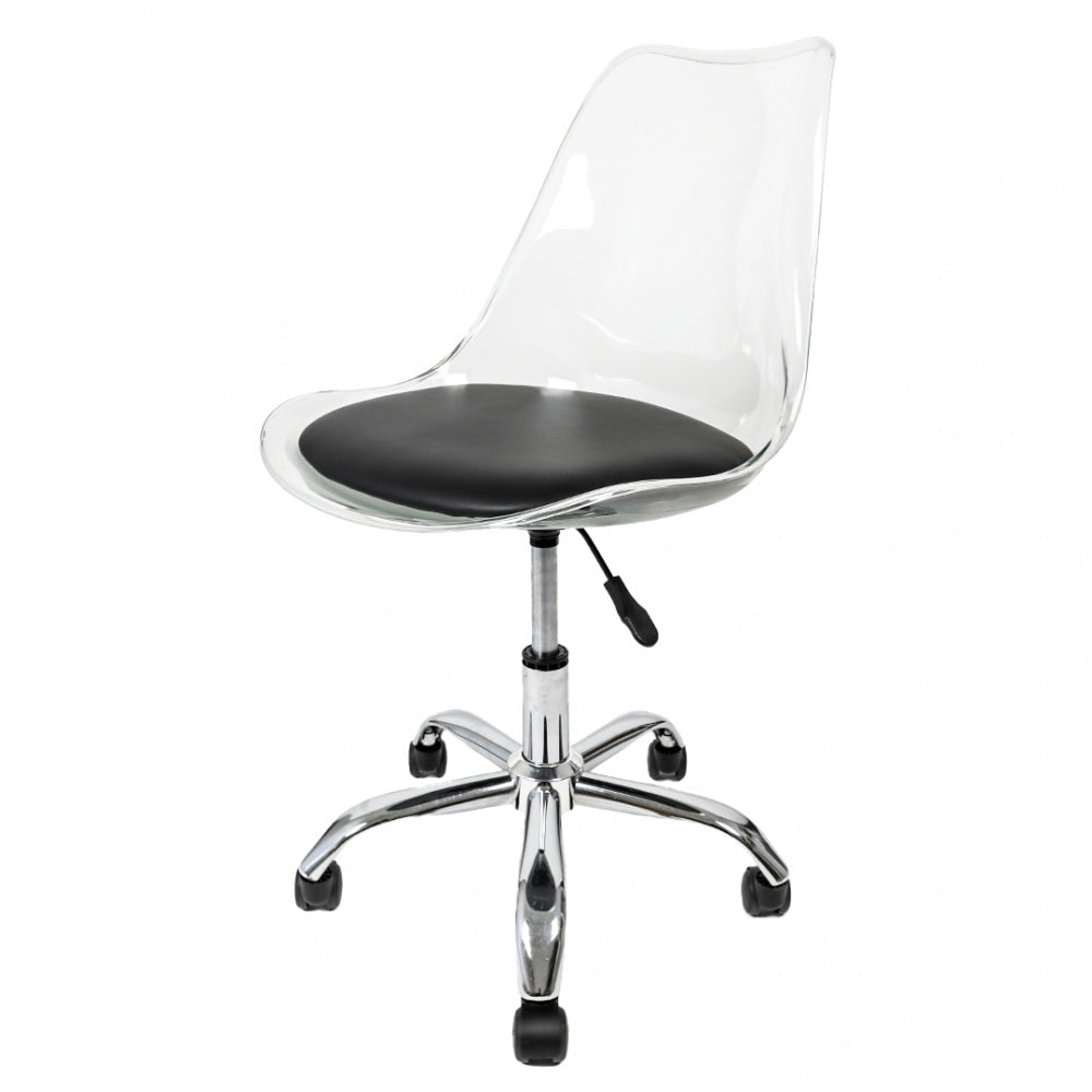 Soho Clear and Black Plastic Desk Chair with Swivel Base