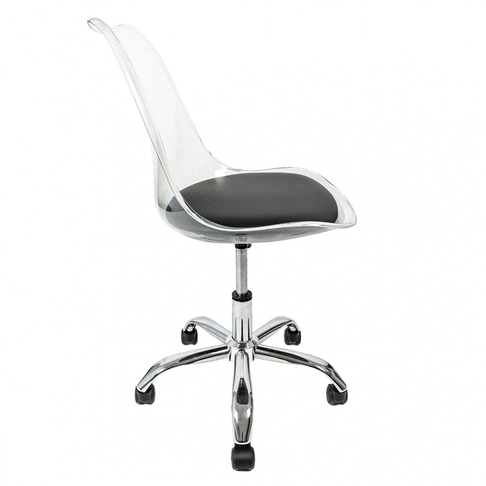 Soho Clear and Black Plastic Desk Chair with Swivel Base