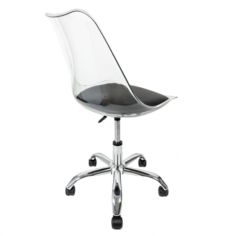 Soho Clear and Black Plastic Desk Chair with Swivel Base