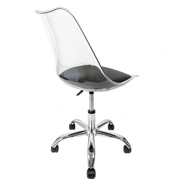 Soho Clear and Black Plastic Desk Chair with Swivel Base