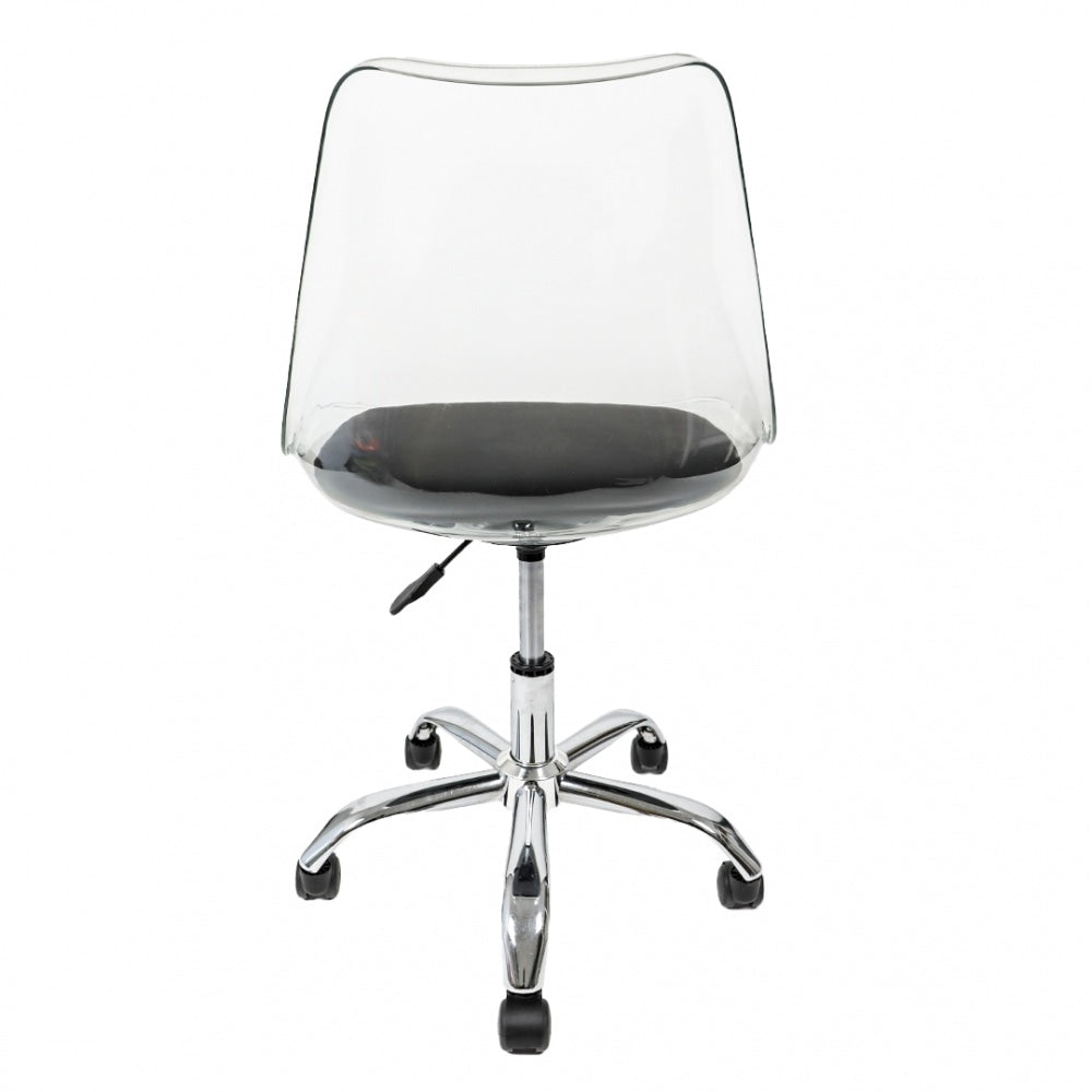 Soho Clear and Black Plastic Desk Chair with Swivel Base