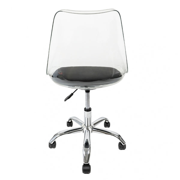 Soho Clear and Black Plastic Desk Chair with Swivel Base