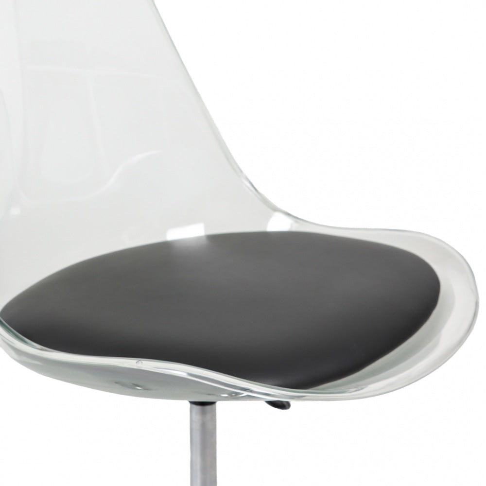 Soho Clear and Black Plastic Desk Chair with Swivel Base