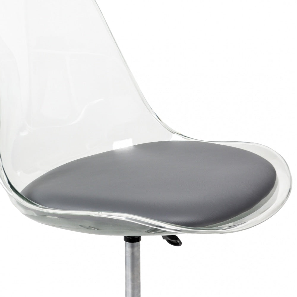 Soho Clear and Dark Grey Plastic Desk Chair with Swivel Base
